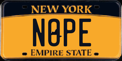 NY license plate NOPE