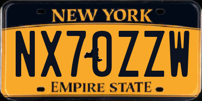 NY license plate NX70ZZW