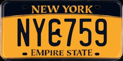 NY license plate NYC759