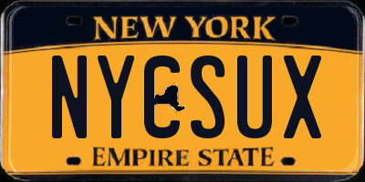 NY license plate NYCSUX