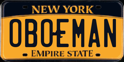 NY license plate OBOEMAN