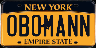 NY license plate OBOMANN