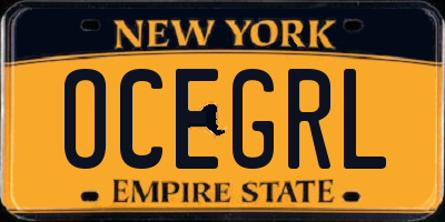 NY license plate OCEGRL