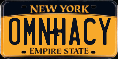 NY license plate OMNHACY