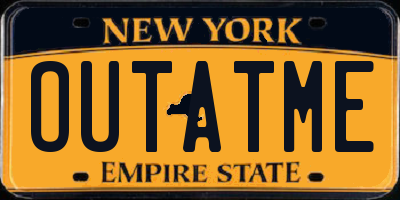 NY license plate OUTATME