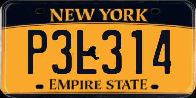 NY license plate P3L314