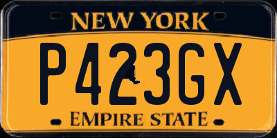 NY license plate P423GX