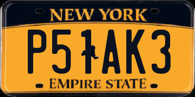 NY license plate P51AK3