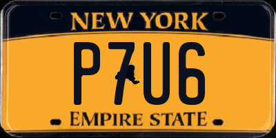 NY license plate P7U6