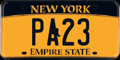 NY license plate PA23