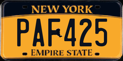 NY license plate PAF425