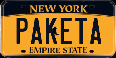 NY license plate PAKETA