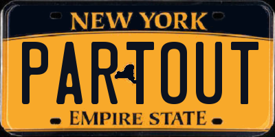 NY license plate PARTOUT