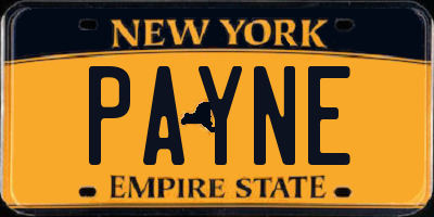 NY license plate PAYNE