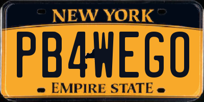 NY license plate PB4WEGO