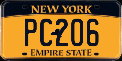 NY license plate PC206