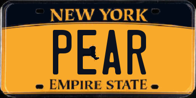 NY license plate PEAR