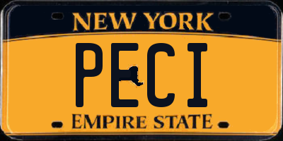 NY license plate PECI