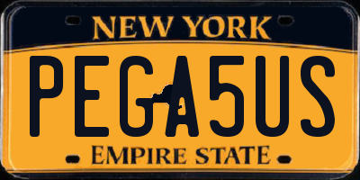 NY license plate PEGA5US