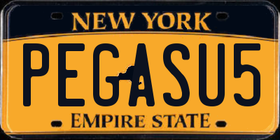 NY license plate PEGASU5