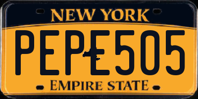 NY license plate PEPE505