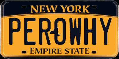 NY license plate PEROWHY