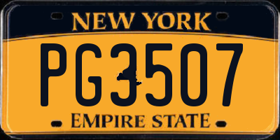 NY license plate PG3507