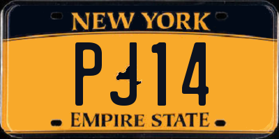 NY license plate PJ14