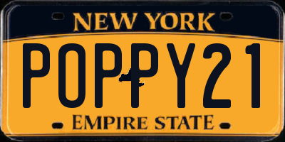 NY license plate POPPY21