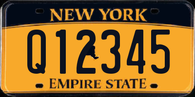 NY license plate Q12345