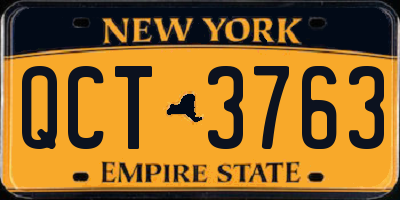 NY license plate QCT3763