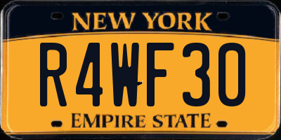 NY license plate R4WF30