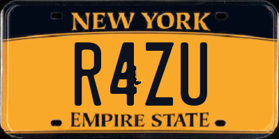 NY license plate R4ZU