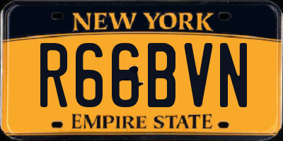 NY license plate R66BVN