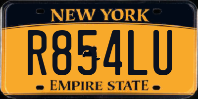 NY license plate R854LU