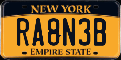 NY license plate RA8N3B