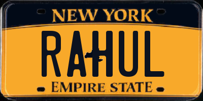 NY license plate RAHUL