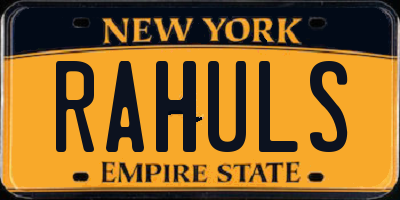 NY license plate RAHULS