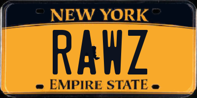 NY license plate RAWZ