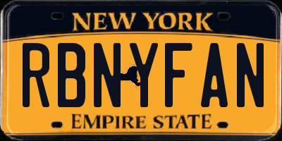 NY license plate RBNYFAN