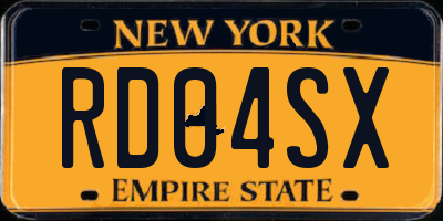 NY license plate RD04SX