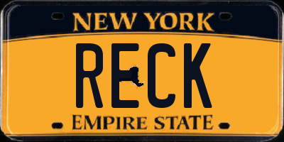 NY license plate RECK