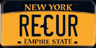 NY license plate RECUR