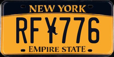 NY license plate RFY776