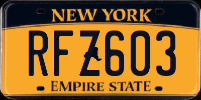 NY license plate RFZ603