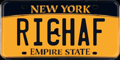 NY license plate RICHAF