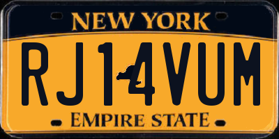 NY license plate RJ14VUM