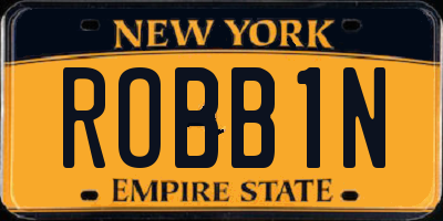 NY license plate ROBB1N