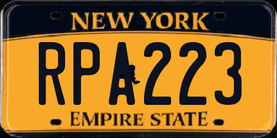 NY license plate RPA223