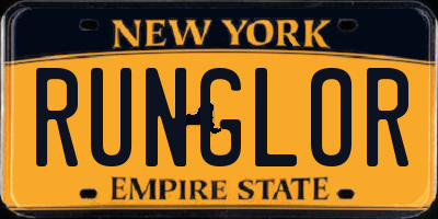 NY license plate RUNGLOR